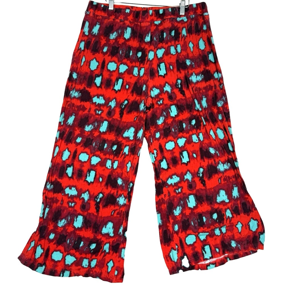Cato C Est 1946 Wide Leg Pants Womens XL Red Blue Tie Dye Boho Hippie Casual